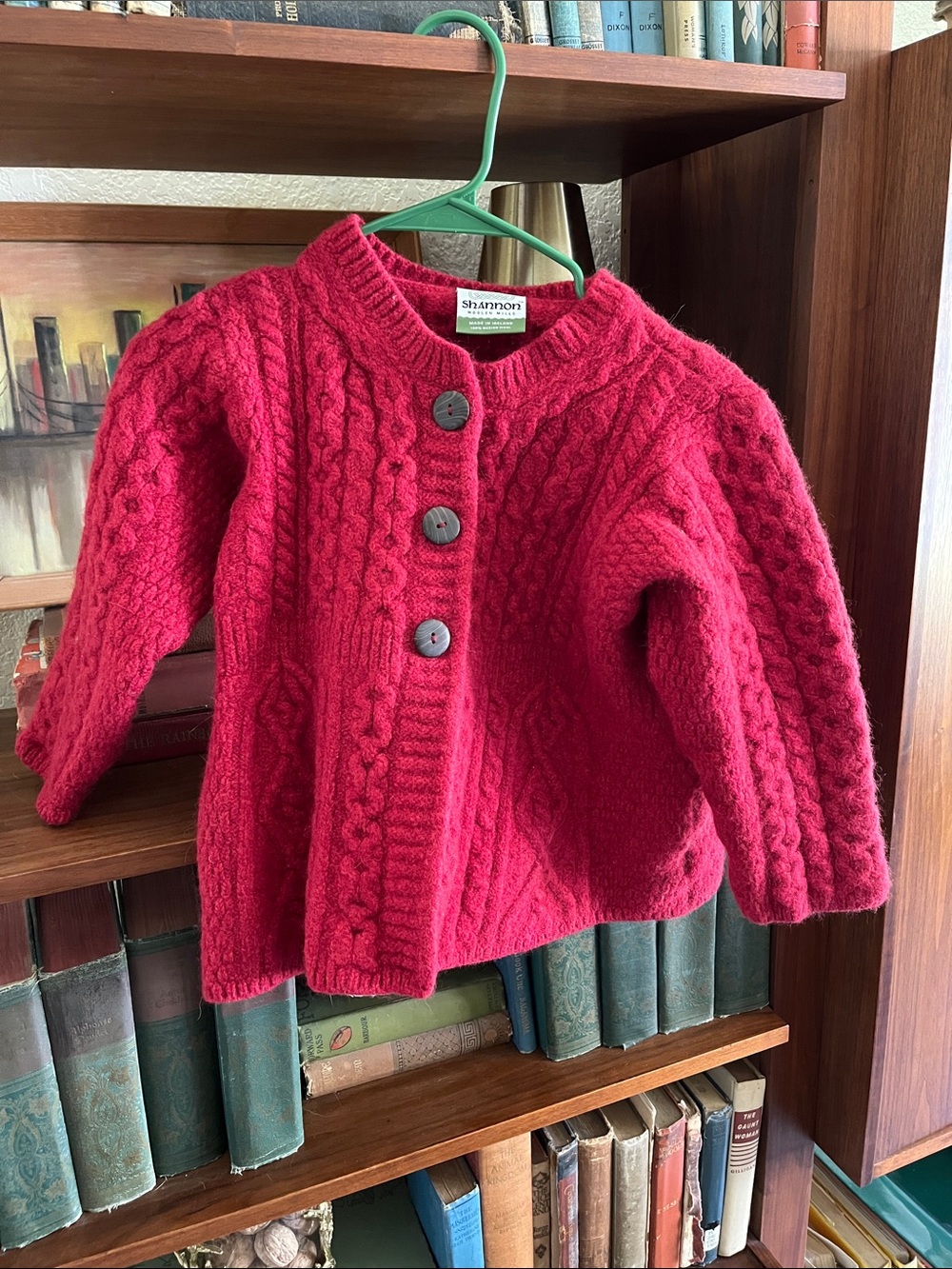 SHANNON Girls' Bright Red Cable-Knit Button Coat